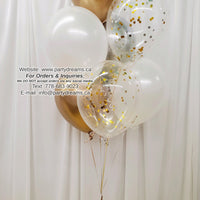 Pearl White & Chrome Gold Mix ~ 7 Standard & Confetti Latex Balloon Bouquet #CF20